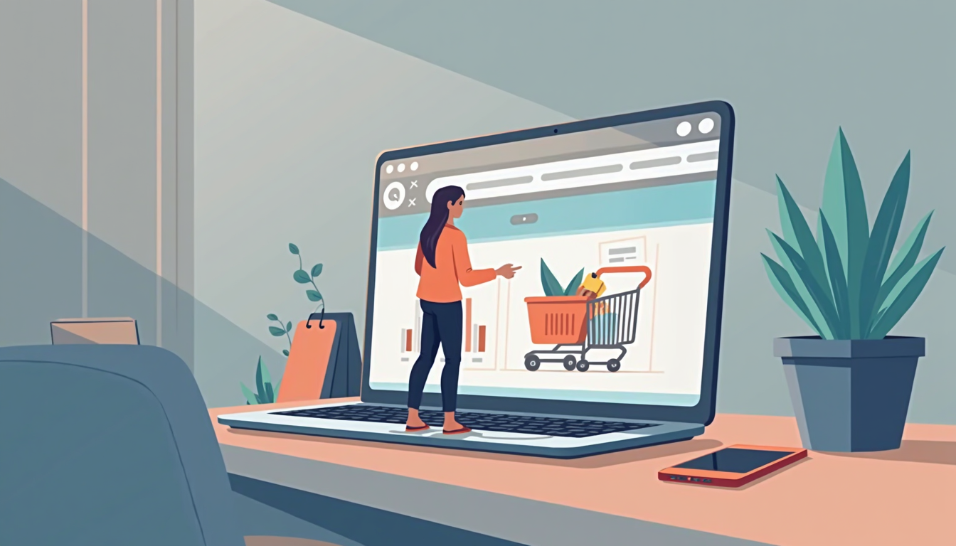 Oameni lucrând la realizare site eCommerce pe laptopuri și tablete, simbolizând dezvoltarea și succesul online.